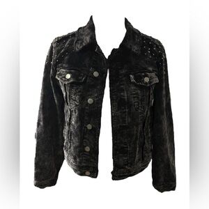 Pol Black Distressed Corduroy Studded Jacket Women’s size Small